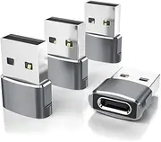 Elebase USB to USB C Adapter 4 Pack,Type C Female to A Male Charger Converter for Apple Watch Ultra iWatch Series 8 7,iPhone 16 15 14 Pro Plus Max,Airpods 4th,iPad 9 10 Air 5 Mini 6,Galaxy S22 S23 S24