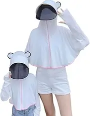 [Besforta] 2 Pcs UV Protection Clothing Full Zip Long Sleeve Hoodie Jacket with Thumbholes UV Block Ice Silk Cycling Sun Shirt