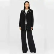 THEORY WOMEN'S COAT/JACKET/BLAZER WOOL/CASHMERE BLEND BLACK STITCH OVERLAY$605