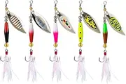 Fishing Lures Spinner Baits | Treble Hooks Spinnerbait Fishing Lure,Handmade Spinner Baits Kit with Tackle Box for Fish Gear Freshwater Saltwater Salmon Fish