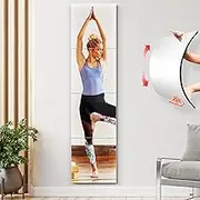 Wall Mirror Tiles Decor Acrylic - Shatterproof Full Length Mirrors Flexible Decorative Plastic Mirror Sheets Adhesive Mirror Stickers for Door Bedroom Bathroom Shower Gym - Thick Square 12", 4 Pcs