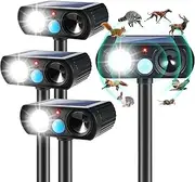 4Pack Solar Ultrasonic Animal Repellent Outdoor Cat Deterrent Outdoor with Motion Sensor&Strober Light Animal Deterrent Deer Repellent Device to Scare Raccoon Squirrel Skunk Rabbit Repellent for Yard