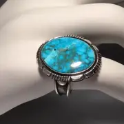 NWT NATIVE AMERICAN STERLING SILVER HIGH GRADE TURQUOISE RING SIZE 11 1/2