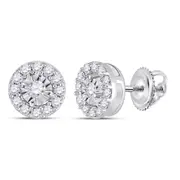 14k White Gold Round Diamond Stud Earrings 1/4 Cttw