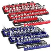 Magnetic Socket Holder Organizer Set: 6 1/2 3/8 1/4 Drive Sockets Storage Tray