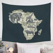 Africa Map and Animals Tapestry