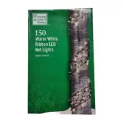 Home Accents 150 Warm White Ribbon LED Net Lights - 7.5ft x 8in Light Area New