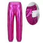 Kids Girls Boys Shiny Metallic Dance Harem Pants Jazz Hip Hop Street Dancewear