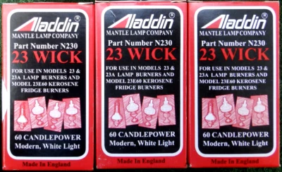 (THREE) ALADDIN LAMP # N230 WICK for MODEL 23, 23A and MAXBRITE BURNERS NEW