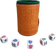 Marquez Poker Dice Game Set with Leather Lined Cup (Cubilete) - Honey