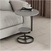 Round End Table Faux Marble Sofa Side Table Small Coffee Table Bedside Table Nightstand Storage Shelf for Living Room Bedroom(Black,Gray)