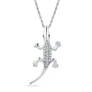0.1 CT. T.W. Enhanced Black and White Natural Diamond Lizard Pendant in Sterling Silver