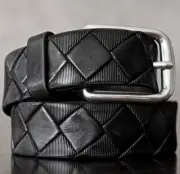 Remo Tulliani Dino Basketweave Embossed Italian Leather Belt Black Size 42 BNWT