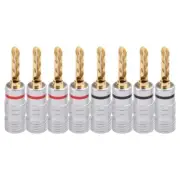 8 Pcs Gold Plated Copper BFA 4mm Banana Plug Adapter Wire Speaker Connectors