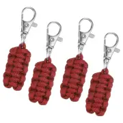 4pcs Paracord Zipper Pulls, Paracord Lanyard Keychain for Backpacks, Burgundy