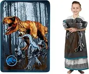 Franco Jurassic World Dominion Blue Velociraptor and Rexy T-Rex Super Soft Plush Micro Raschel Blanket, 62 Inches x 90 Inches, Bedding by Kids