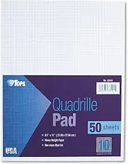 TOPS Quadrille Pad, Gum-Top, 8-1/2 x 11 Inches, Quad Rule, White Paper, 50 Sheets per Pad (33101)