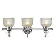 LUCIE Industrial-style 3 Light Chrome Finish Bath Vanity Wall Fixture Clear...