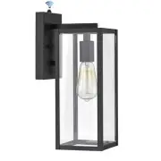 TATAHANCE 14.5 in. H Black Wall Sconce with Dusk to Dawn Sensor & Clear Glass