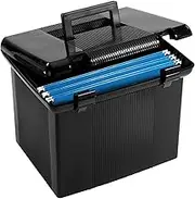 Oxford Portfile Large Portable File Box, Black, 11" H x 14" W x 11-1/8" D (41742)