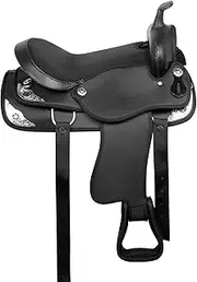 Western Horse Saddle Synthetic Pleasure Trail Barrel Racing Tack Set Black (13" Seat)