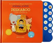 Xibao's World Animal Sound Peekaboo; Bilingual Interactive Sound Book with 10 Lift-The Flaps and Buttons to Hear Animal Sounds; Learn Animal Names in English-Mandarin; Chinese Learning Gift for Kids