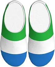[EdWal] Sierra Leone flag print Winter Warm Slippers Indoor Anti-skid Plush Slippers Relaxing at Home for Women Men