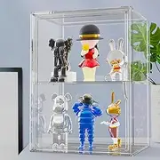 Acrylic Display Case for Collectibles, 2 Tiers Stackable Acrylic Display Box, Handbag Storage with Movable Panels for Figure,Toys, Sports Memorabilia, Handbag Organizer, Books