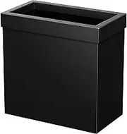 Gatco 1918, Modern Rectangle Waste Basket, Matte Black / 11.25" H Open Top Stainless Steel Trash Can with Removable Lid, 12 Liter Capacity