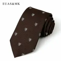 在飛比找樂天市場購物網優惠-咖啡色 獅王盾牌刺繡 男士真絲領帶8.5cm進口桑蠶絲 BO