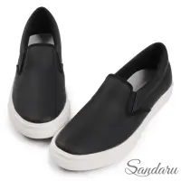 在飛比找momo購物網優惠-【SANDARU 山打努】懶人鞋 簡約超軟真皮墊休閒鞋(黑)