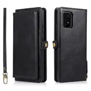 Samsung A91 A81 73 A72 A71 Case, Card Slot Holder Cash Pocket PU Leather, Black - Samsung A71 4G
