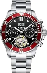 [PASOY] Mens Automatic Watch Luminous Dial Sapphire Tourbillon Date Military Mechanical Waterproof Watches