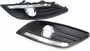 Fog Lights Assembly For Ford For Focus 2 Mk2 2008-2011 Retrofit Front Bumper FogLamp DRL White Yellow Blue 12V LED Dynamic Fog Light Assembly Front Bumper Fog Light(Flowing White Yellow)