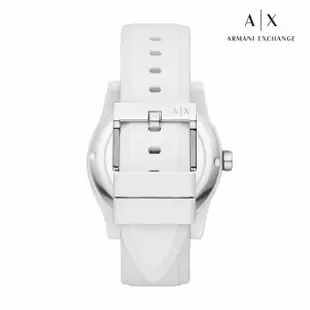 【A|X Armani Exchange 官方直營】Lady Banks 潮流運動霓彩LOGO簡約手錶 白色矽膠錶帶 40MM AX4372