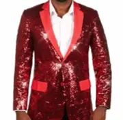 NWT TIPSY ELVES RED SEQUIN CHRISTMAS BLAZER SUIT JACKET Men's Size 46 2XL
