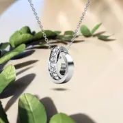 White Gold Interlock Ring Pendant Necklace Embellished With SWAROVSKI® Crystals