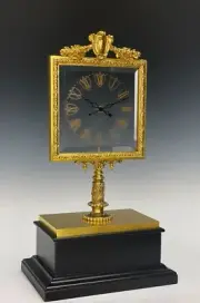 French Robert Houdin Glass Dial Double Hands Gilt Mystery Magic Mantle Clock