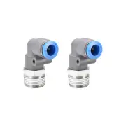 Elbow Push to Connect Air Fittings 8mm Tube OD X 3/8PT Male Thread Grey 2Pcs