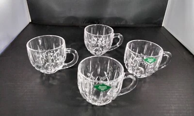 Shannon Crystal Clear Godinger 4Glasses Goblets Coffee/Tea Cups NWT's