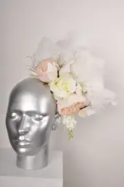 Peach Cream White Feather Butterfly Sunflower Rose Flowercrown Fascinator