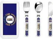 Kentucky State Flag 3 Piece Set For Camping Stainless Steel Flatware, Spoon, Fork, Knife, Ideal For Outdoor