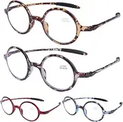 DOOViC Round Reading Glasses Blue Light Blocking Flexible Lightweight Readers Fashion Design Different Tortoise Glasses for Women Men & Men +3.0 Strength