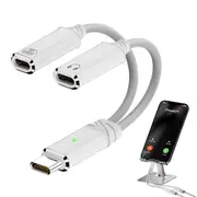 2-in-1 Audio Charger Splitter Type-C Male to USB Female with Type-C Female Charging 100W-White
