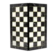 Black White Handmade Marble Pattern Wooden Folding Chess Board, 17" Chess Board