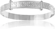 TEDDY BEAR Engraved Expanding/Expandable Bangle Bracelet for Baby/Child/Children - 925 Sterling Silver - Choose From 3 Different Sizes