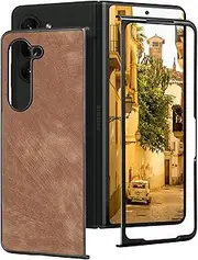[Ephoou] Case for Samsung Galaxy Z Fold 6, Hard PC Ultra-Thin Scratch-Resistant Anti-Fingerprint Slim Skin Friendly Leather Cover Case for Samsung Galaxy Z Fold6. TP-Brown