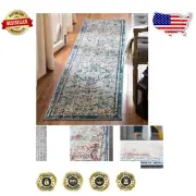 Durable Navy & Light Blue Runner Rug 2'2" x 20' - Easy Care and Stain Resistant