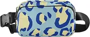 [Amooorous] Yellow-blue Leopard Print Trendy Waist Bag Fanny Pack for Women Men Large Capacity Chest Bag Belt Bag with Adjustable Strap for Travel Gym Work, Yellow-blue leopard print, 1 size