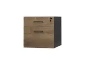 GP Office Fixed Desk Pedestal with 1 Drawer & 1 Filing Drawer - Regal Walnut & Charcoal